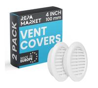 Repa Market Griglia di ventilazione per interni ed esterni, 100 mm, confezione da 2, con rete in plastica, per condotti a parete per interni ed esterni, HVAC, per cucina, bagno