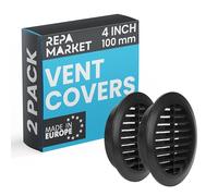 Repa Market Griglia di ventilazione per interni ed esterni, 100 mm, confezione da 2, con rete in plastica, per condotti a parete per interni ed esterni, HVAC, per cucina, bagno