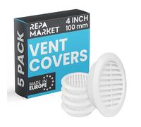 Repa Market Griglia di ventilazione per interni ed esterni, 100 mm, confezione da 5 pezzi, con rete in plastica, per condotti a parete per interni ed esterni, griglia HVAC Louvre per cucina, bagno