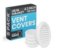 Repa Market Griglia di ventilazione per interni ed esterni, 110 mm, confezione da 5 pezzi, con schermo a rete, griglia di ventilazione in plastica, per interni ed esterni, griglia Louvre HVAC per