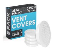 Repa Market Griglia di ventilazione per interni ed esterni, 125 mm, confezione da 5 pezzi, con rete in plastica, per condotti a parete per interni ed esterni, griglia HVAC Louvre per cucina, bagno