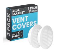 Repa Market Griglia di ventilazione per interni ed esterni, 150 mm, confezione da 2, con rete in plastica, per condotti a parete per interni ed esterni, HVAC, per cucina, bagno