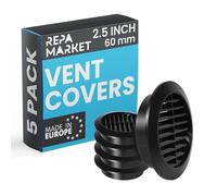 Repa Market Griglia di ventilazione per interni ed esterni, 60 mm, confezione da 5 pezzi, colore nero, con rete a rete, griglia di ventilazione per interni ed esterni, griglia Louvre HVAC per cucina e