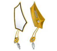 REPAIROCK 1 Set Specchietti Retrovisori per Moto Bar End Specchietti Laterali Montaggio Universale Regolabile in Lega di Alluminio Plastica Tono Oro M10 M8 Forma Prismatica