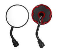 REPAIROCK 1 Set Specchietti Retrovisori per Moto Bar End Specchietti Laterali Montaggio Universale Regolabile in Ferro Plastica Rosso Nero Forma Rotonda M10