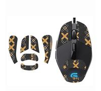 Repalcement - Nastro antiscivolo per mouse, per mouse da gioco Logitech G302 G303, colore: nero e oro