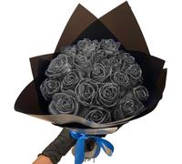 RePaLy Bouquet di rose artificiali, bouquet di rose artificiali, per bouquet fai da te, regalo d'amore, rosa glitterata, bouquet fai da te per regali di San Valentino (nero, 30 pezzi)