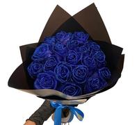 RePaLy, Bouquet di rose glitterate artificiali, bouquet fai da te, bouquet di rose finte lucide, regalo d'amore, con glitter rosa, bouquet fai da te, regalo per San Valentino (colore blu, 50 pezzi)