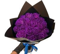 RePaLy, Bouquet di rose glitterate, per bouquet fai da te, rose finte lucide, regalo d'amore per San Valentino (colore viola, 20 pezzi)
