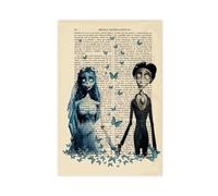 Repaly Poster su tela del film Tim Burton con la sposa cadavera e le farfalle, decorazione per camera da letto, sport, ufficio, stanza, regalo, senza cornice, 20 x 30 cm