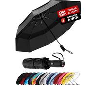 Repel Ombrello Pieghevole Antivento - Facile Apertura Automatica - Ombrello Pioggia Compatto e Durevole, Struttura in Fibra di Vetro Resistente, Cupola Impermeabile - Adatto a uno Zaino o a una Borsa