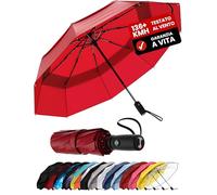 Repel Umbrella Ombrello Pieghevole Antivento Compatto e Resistente - Apri e Chiudi Automatico - Struttura in Fibra di Vetro, Telo Impermeabile - Ombrello Portatile Perfetto per Zaino, Borsa e Viaggi
