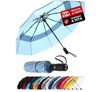 Repel Umbrella Ombrello Pieghevole Antivento Compatto e Resistente - Apri e Chiudi Automatico - Struttura in Fibra di Vetro, Telo Impermeabile - Ombrello Portatile Perfetto per Zaino, Borsa e Viaggi