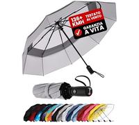 Repel Umbrella Ombrello Pieghevole Antivento Compatto e Resistente - Apri e Chiudi Automatico - Struttura in Fibra di Vetro, Telo Impermeabile - Ombrello Portatile Perfetto per Zaino, Borsa e Viaggi