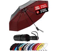 Repel Umbrella Ombrello Pieghevole Antivento Compatto e Resistente - Apri e Chiudi Automatico - Struttura in Fibra di Vetro, Telo Impermeabile - Ombrello Portatile Perfetto per Zaino, Borsa e Viaggi