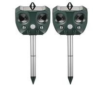 Repellente ad ultrasuoni per animali e parassiti | Gatto, Cane Spaventatore | Dissuasore per tassi, volpi, conigli | Pannello solare, batteria ricaricabile, sensore a infrarossi, flash LED,2pcs