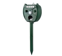 Repellente per animali a ultrasuoni a energia solare, con design a gufo, 4 luci a LED, ricaricabile tramite solare e USB, deterrente per gatti e animali selvatici all'aperto