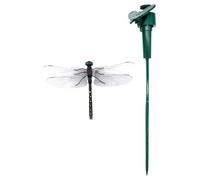 Repellente per mosche solare, paletto da giardino, blocco esterno, clip interattiva con design a libellula, controllo della creatura moscerino alimentato a energia pulita, resistente alle intemperie