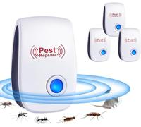 Repellente per parassiti ad ultrasuoni, 4 pezzi, repellente per topi e topi a ultrasuoni e elettronico, repellente per topi, ratti, zanzare, scarafaggi, ragni
