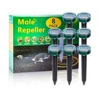 Repellente per talpe per prati, repellente ad ultrasuoni, ad energia solare, repellente per serpenti, deterrente, talpe, arvicole, prati, giardino, cortile, tutti i parassiti, picchi sonici, paletti