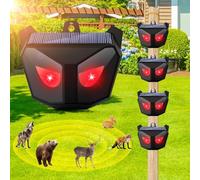 Repellente solare per animali all'aperto, deterrente notturno per animali con luci LED rosse lampeggianti, impermeabile, dispositivo repellente per animali selvatici per pollaio, gatto, puzzola, lupo