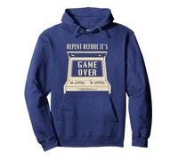 Repent Before It's Game Over - Retro Arcade Game Christian Felpa con Cappuccio