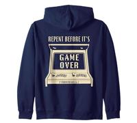 Repent Before It's Game Over - Retro Arcade Game Christian Felpa con Cappuccio