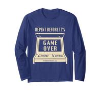 Repent Before It's Game Over - Retro Arcade Game Christian Maglia a Manica