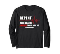 Repent, Your Chance Expires When You Do Heartbeat EKG Faith Maglia a Manica