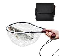 Repino da pesca - Rete compatta pieghevole con manico, rete di trasporto per prese vive con manico antiscivolo per laghetti da spiaggia, kayak