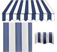 Replacement Fabric Striped Awning,Outdoor Sun Shade,Retractable Patio Awning Top Sunshade Canvas For Sun Courtyards,porches(Blue,W11.5xL8.2FT)