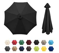Replacement Parasol Canopy 8 Ribs 2.7M Waterproof UV Protection Grey(Black,6 Ribs 3.0M/9.9ft)