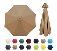 Replacement Parasol Canopy 8 Ribs 2.7M Waterproof UV Protection Grey(Khaki,6 Ribs 2.7 M/8.9ft)