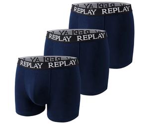 REPLAY Basic Cuff Logo Boxer Uomo Boxershorts Casual Confezione 3 Navy Blu Nuovo