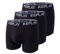 REPLAY Basic Cuff Logo Uomo Boxer Casual 3 Pezzi Nero Nuovo