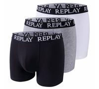 REPLAY Basic Cuff Logo Uomo Boxer Set da 3 I101102-N174 gris L