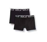REPLAY Basic Cuff Logo 2pz Boxer a Pantaloncino, Black, XXL Uomo