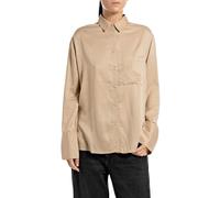 Replay Camicia da Donna a Maniche Lunghe Oversize, 867 Light Coffee, S