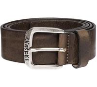 REPLAY Vintage Leather Belt W95 Faded Grey Mud