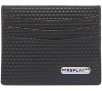 Replay Elegante da Donna Pelle Ergonomico Porta Carte IN Nero Mono