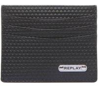 Replay Elegante da Donna Pelle Ergonomico Porta Carte IN Nero Mono