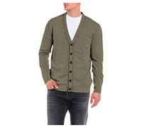 REPLAY Giacca in Maglia Uomo con Chiusura con Bottoni, Verde (Green 946), L
