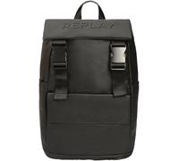 REPLAY Goffrato Scrittura Logo Cinghia Regolabile Zaino Denim da Uomo Borsa Nero