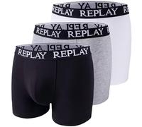 REPLAY I101102-004-N174 Boxer, con Logo (3 Pezzi) Boxer da Uomo Uomo Black/Grey Melange/White Taglia S