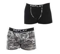 REPLAY I101195-001-N210 Boxer, con Logo e Stampa (2 Pezzi) Boxer da Uomo Uomo Black/Camouflage Grey Taglia M