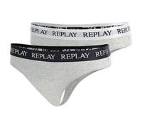 REPLAY I101296-001-N288 Perizoma, con Logo (2 Pezzi) Perizoma da Donna Donna Light Grey Melange/White/Black Taglia L