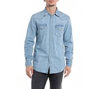 REPLAY M4023, Camicia Uomo, Blu (Light Blue 010), S