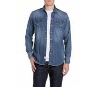 Replay M4023c Camicia, 009 Blu Medio, 3XL Uomo