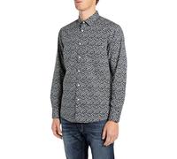 Replay M4049a Camicia, 010 Blackboard/Natural White, S Uomo