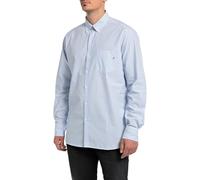 Replay M4126 Camicia, 010 Bianco/Blu, XL Uomo